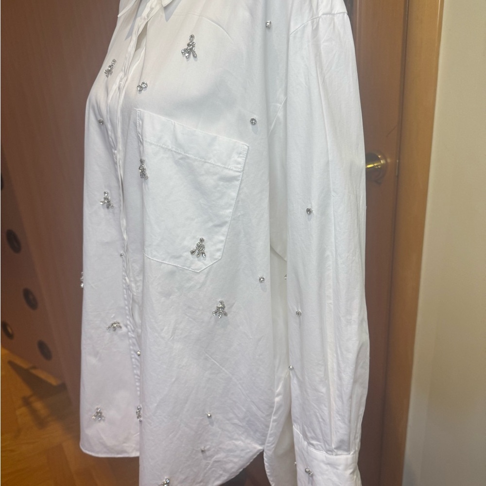 Zara White Blouse with Silver Embellishments - Picture 15 of 16